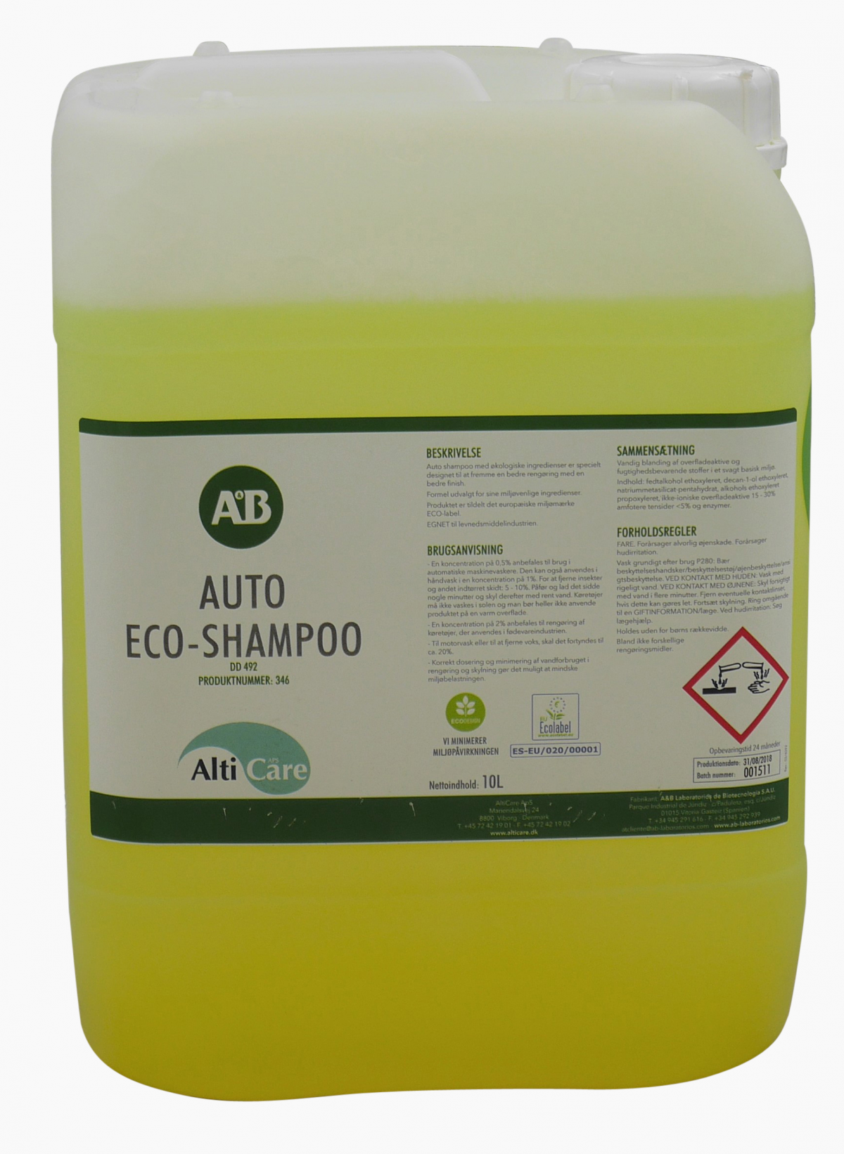 skære ned Sport søster Auto Eco-Shampoo 10 ltr - Bil - AltiCare ApS